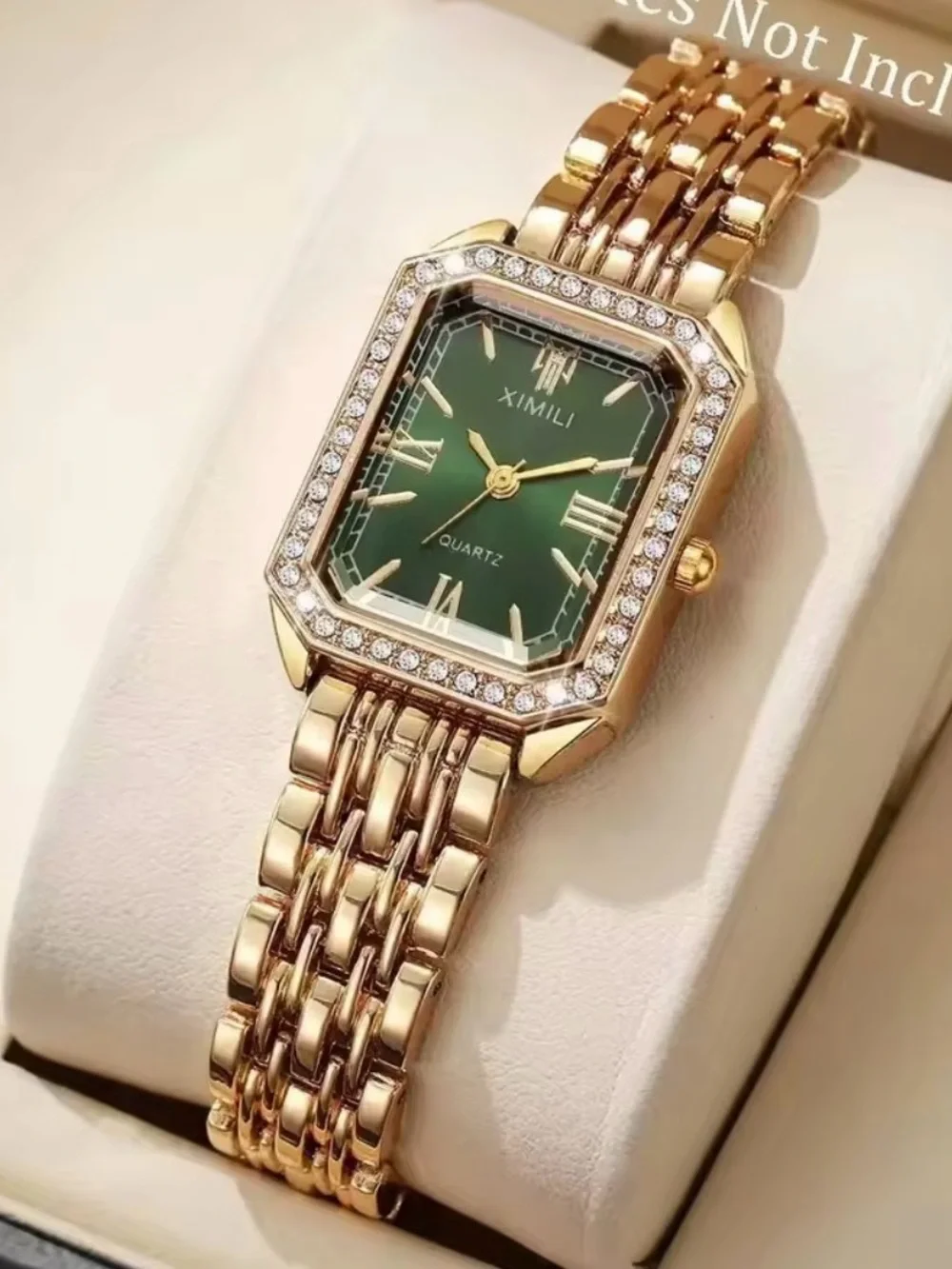 Gold-Tone Women's Bracelet Watch with Green Dial